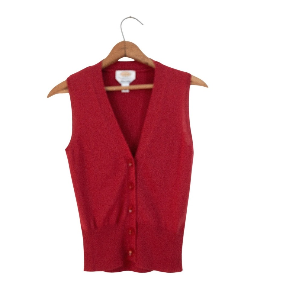 90s/00s Talbots Sweater Vest Red Merino Wool P